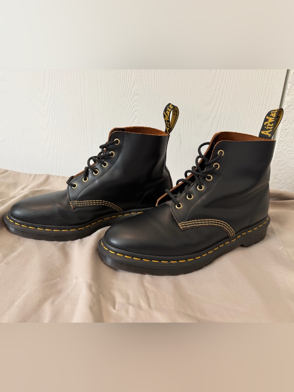 Dr. Martens 101 Vintage Style Black Leather 6-Eye Lace-Up Ankle Boots